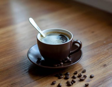 Masanın üzerinde sade kahve.