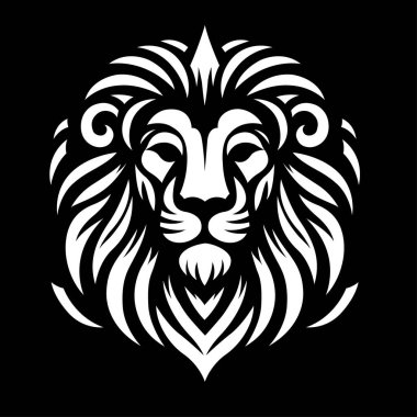 Aslan - siyah ve beyaz izole edilmiş ikon - vektör illüstrasyonu