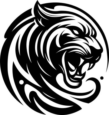 Kaplan - siyah ve beyaz izole edilmiş ikon - vektör illüstrasyonu