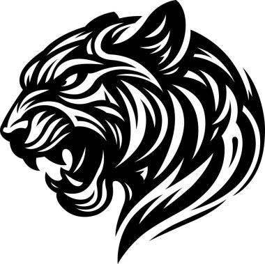 Kaplan - siyah ve beyaz izole edilmiş ikon - vektör illüstrasyonu