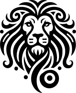 Aslan - siyah ve beyaz izole edilmiş simge - vektör