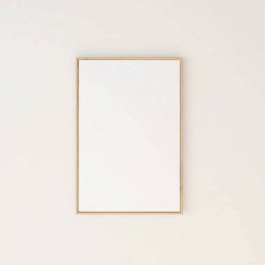 Bej duvarda dikey çerçeve modeli. 3d görüntüleme, iç tasarım, 3d illüstrasyon