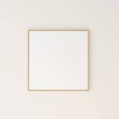 Bej duvarda kare çerçeve modeli. 3d görüntüleme, iç tasarım, 3d illüstrasyon