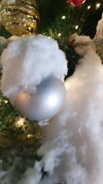 Kar tepeden tırnağa Noel ağacı manzarasını kapladı. Yüksek kalite 4k görüntü