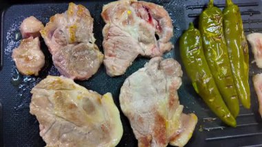 Kore usulü ızgara domuz eti. Yüksek kalite 4k görüntü