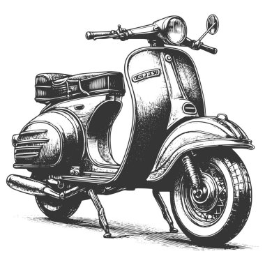 Klasik motosiklet. El çizimi eskiz. vektör.