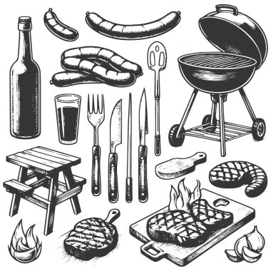 El yapımı barbekü seti.