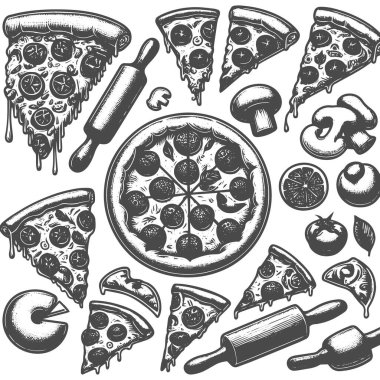 Çeşitli pizza setleri.