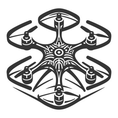 Dron simgesi, siyah monokrom biçimi