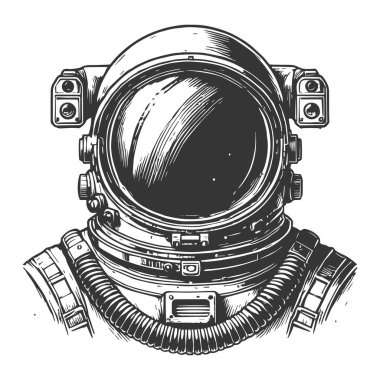 Vektör el çizimi, uzaydaki astronot çizimi