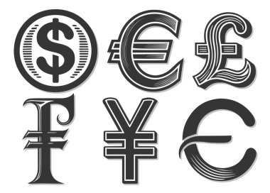 Beyaz arkaplanda vektör dolar işaretleri