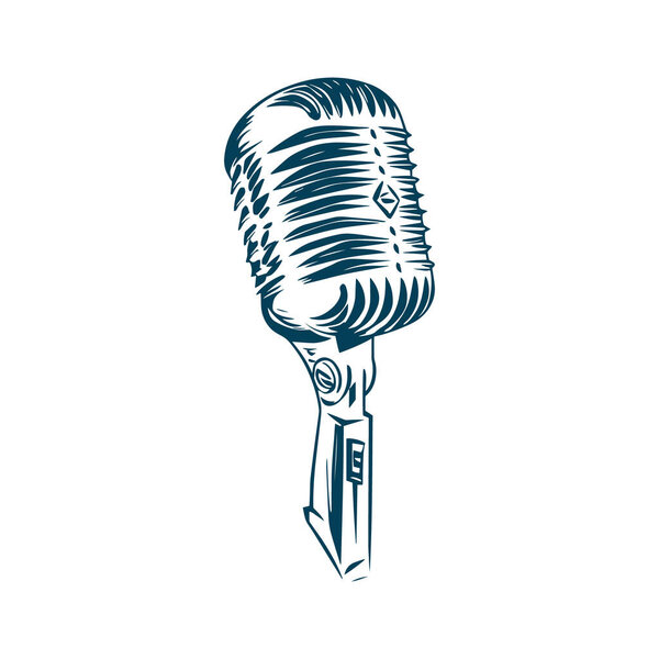 Icono Boceto Del Micrófono Micrófono Símbolo Musical Micrófono Dibujado Mano — Vector de stock