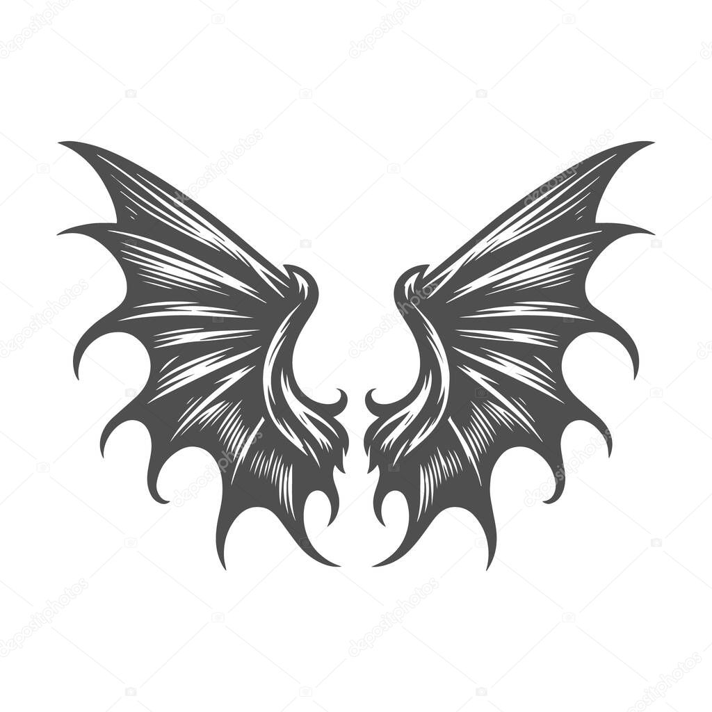 Bat Set Design Wings Illustration