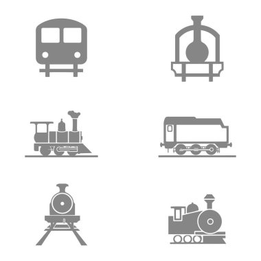 Çeşitli Vintage Tren Simgeleri Koleksiyonu Resimlendirmeyi Ayarladı
