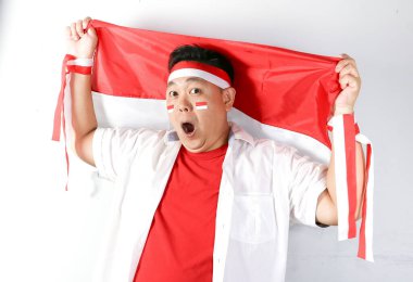 Endonezya bağımsızlık günü kutlaması konsepti. Endonezya 'nın bağımsızlık günü. Endonezya bayrağı.