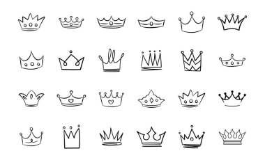 Karalama tacı. Çizgi sanatı kralı ya da kraliçe taç çizimi, taç tasarımı..