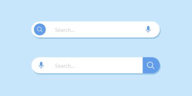 İnternet tarayıcı arama çubuğu çerçevesi. UI UX tasarımı ve web tarayıcı şablonu için arama motoru. Arama kutusu düğmesi adres formu ve gezinme çubuğu ögeleri koleksiyonu.
