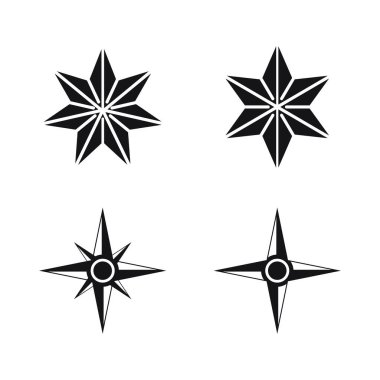 Modern yıldızlar. Set, Sparkle, Star, Twinkle, Star Shape gibi simgeler içerir. Vektör illüstrasyonu.