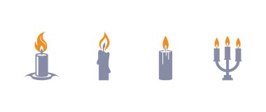 Dini Anma ve Parti İçin Mumlar, Mumlar Düz Sembol Koleksiyonu.