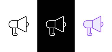 Megafon Katı ikonu. Hoparlör sembolleri. Pazarlama, reklam, promosyon. Vektör illüstrasyonu.