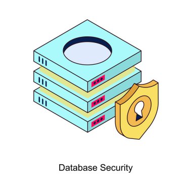Dijital ya da yazdırma projeleriniz için Veritabanı Güvenliği Vektörü Isometric Doldurulmuş Outline simgesi.