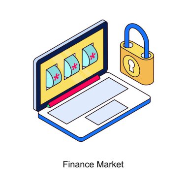 Dijital veya yazdırma projeleriniz için Finans Piyasası Vektörü Isometric Doldurulmuş Taslak simgesi.