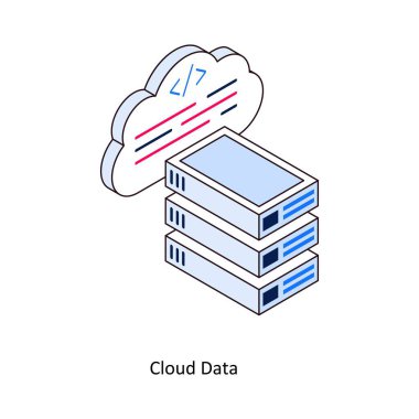Dijital ya da yazdırma projeleriniz için Bulut Veri Vektörü Isometric Doldurulmuş Taslak simgesi. hisse illüstrasyonu