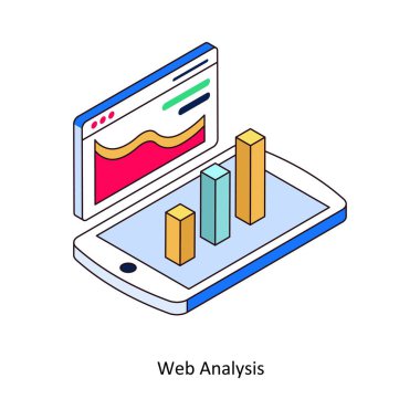 Dijital ya da yazdırma projeleriniz için Web Analiz Vektörü Isometric Doldurulmuş Taslak simgesi. hisse illüstrasyonu