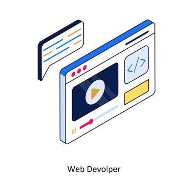 Dijital ya da yazdırma projeleriniz için Web geliştiricisi Isometric Doldurulmuş Outline simgesi. hisse illüstrasyonu