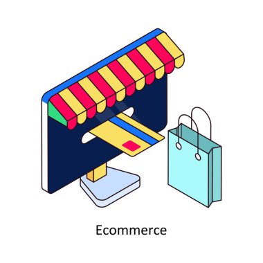Etrade izometrik renkli çizim. EPS Dosya illüstrasyonu