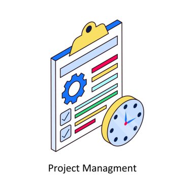Proje Yönetimi izometrik renkli illüstrasyon. EPS Dosya illüstrasyonu
