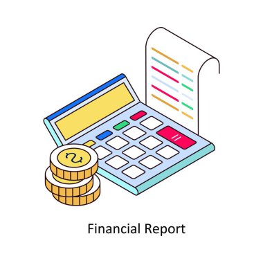 Mali Rapor: İzometrik Renkli Çizimler. EPS Dosya illüstrasyonu