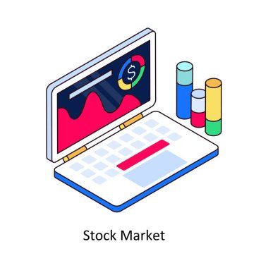 Borsa izometrik renkli illüstrasyon. EPS Dosya illüstrasyonu