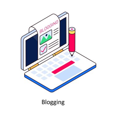 Blog izometrik renkli illüstrasyon. EPS Dosya illüstrasyonu