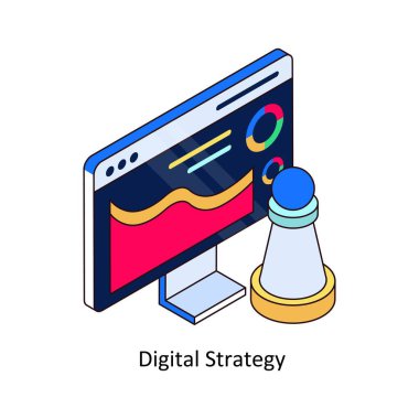 Dijital Strateji İzometrik Renkli Çizim. EPS Dosya illüstrasyonu