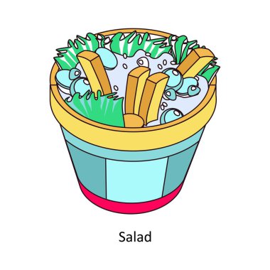 Salata izometrik renkli çizim. EPS Dosya illüstrasyonu