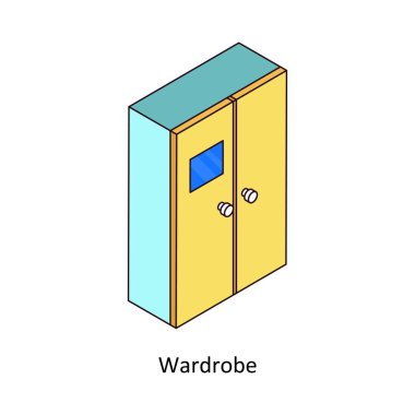 Gardırop izometrik renkli çizim. EPS Dosya illüstrasyonu