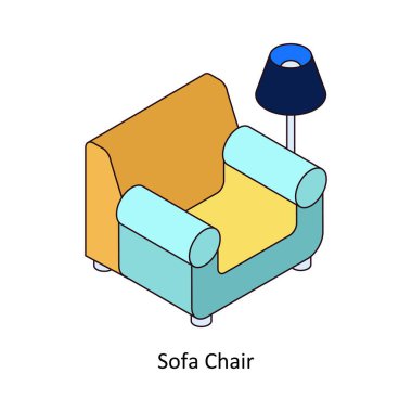 Koltuk İzometrik Renkli Çizim. EPS Dosya illüstrasyonu