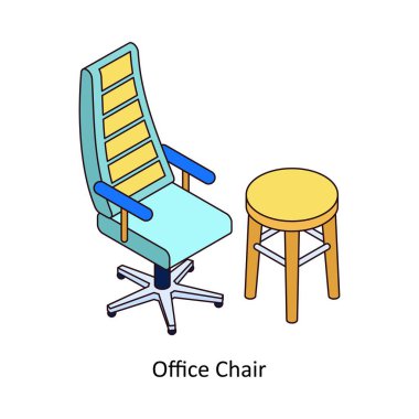 Office Chair isometric Colored illustration. EPS File stock illustration clipart