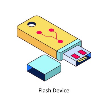 Flash Aygıtı izometrik renkli illüstrasyon. EPS Dosya illüstrasyonu
