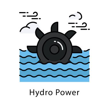 Hidroelektrik vektör ana hatları simge biçimi illüstrasyonunu doldurdu. Beyaz arkaplan EPS 10 Dosyasında Sembol