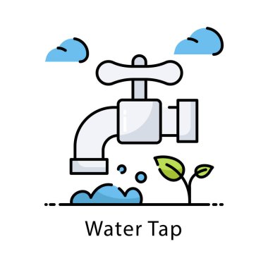 Water Tap vektörü ana hatları simge biçimi illüstrasyonunu doldurdu. Beyaz arkaplan EPS 10 Dosyasında Sembol