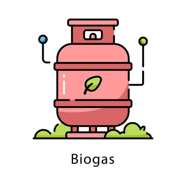Biyogaz vektörü ana hatları simge biçimi illüstrasyonunu doldurdu. Beyaz arkaplan EPS 10 Dosyasında Sembol