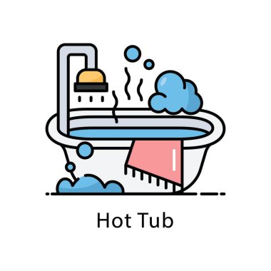 Jakuzi izometrik renkli illüstrasyon. EPS Dosya illüstrasyonu