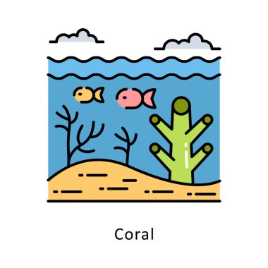 Mercan izometrik renkli illüstrasyon. EPS Dosya illüstrasyonu
