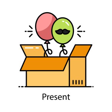 Şimdiki vektör taslak simge biçimi illüstrasyonunu doldurdu. Beyaz arkaplan EPS 10 Dosyasında Sembol