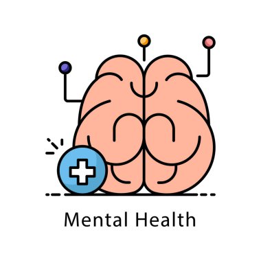 Ruh sağlığı vektörü ana hatları simge stili illüstrasyonunu doldurdu. Beyaz arkaplan EPS 10 Dosyasında Sembol