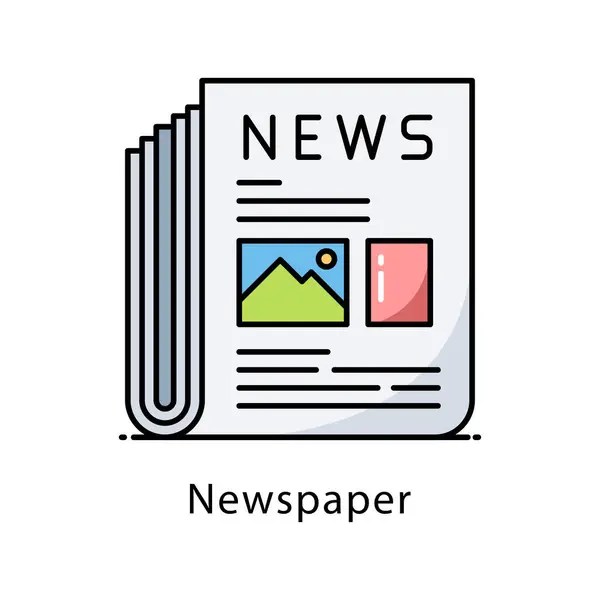 Gazete vektörü ana hatları simge biçimi illüstrasyonunu doldurdu. Beyaz arkaplan EPS 10 Dosyasında Sembol