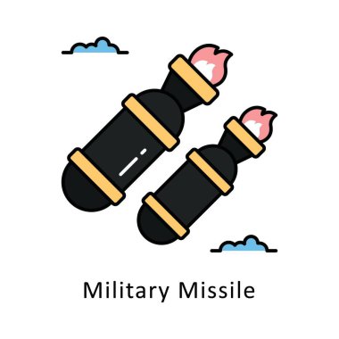 Military Missile  vector filled outline icon style illustration. Symbol on White background EPS 10 File clipart