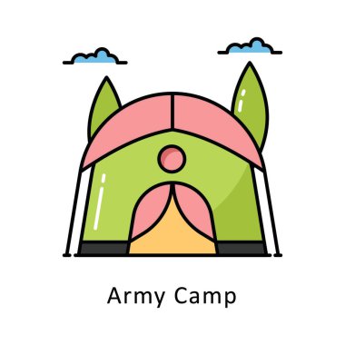 Army Camp  vector filled outline icon style illustration. Symbol on White background EPS 10 File clipart